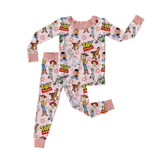 custom moq 5 eta 5-6weeks baby girls clothes toy story pink long sleeve Pants pajamas Sets