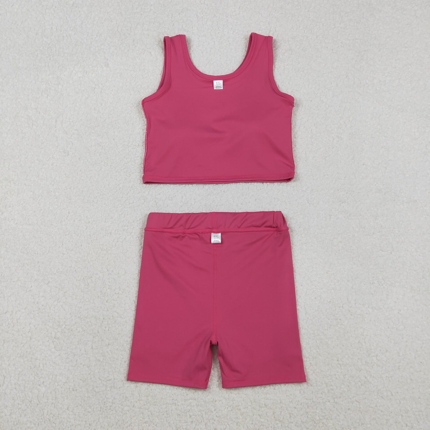 RTS NO MOQ（In Stock) GSD2657 Solid Color Pink Sleeveless Yoga Set