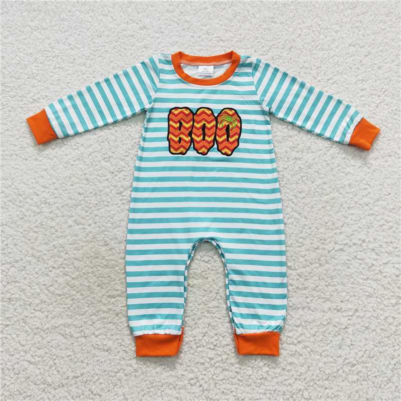 RTS NO MOQ（In Stock ) LR0620 Embroidered BOO long-sleeved jumpsuit