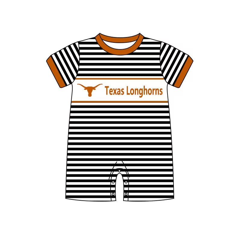 Texas Longhorns baby clothes team black and white striped toddler boys summer romper