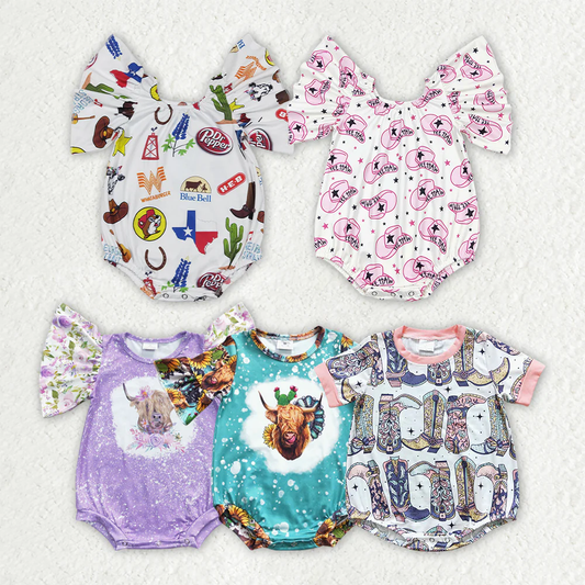 RTS NO MOQ Baby girls clothes Shorts Sleeve Romper Mixed Sizes