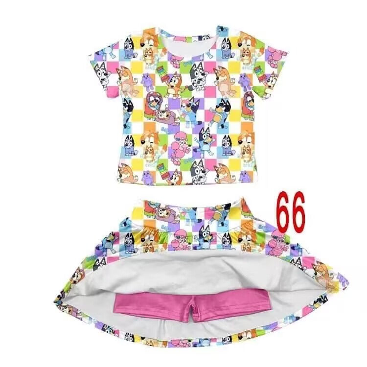 custom moq 5 eta 4-5 weeks baby girls clothes bluey short sleeve girls summer outfit