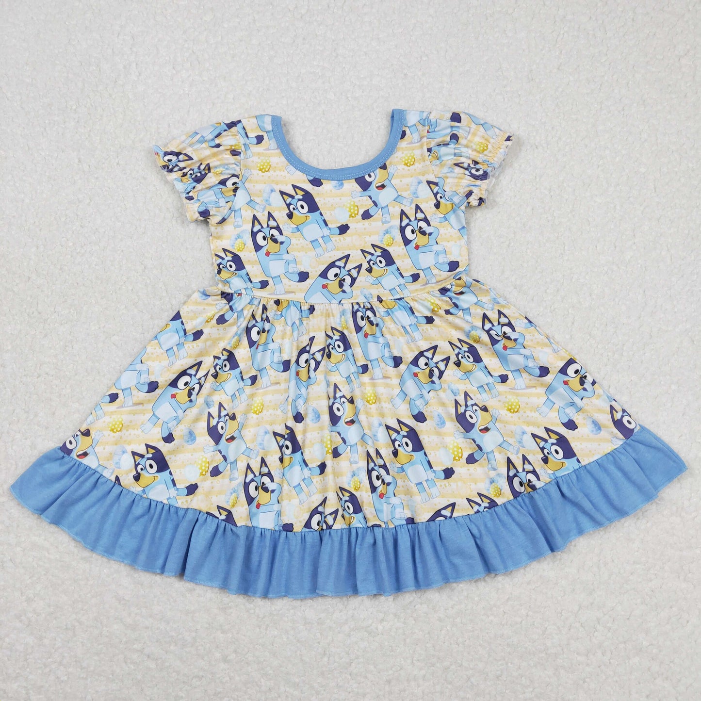 GSD0686 bluey egg pocket blue lace short-sleeved dress