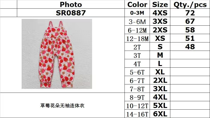 SR0887 Strawberry Flower Sleeveless Jumpsuit