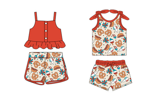 1.20 custom each style moq 5eta 4-6week Sibling Sister baby girl sets and set 2 match family design