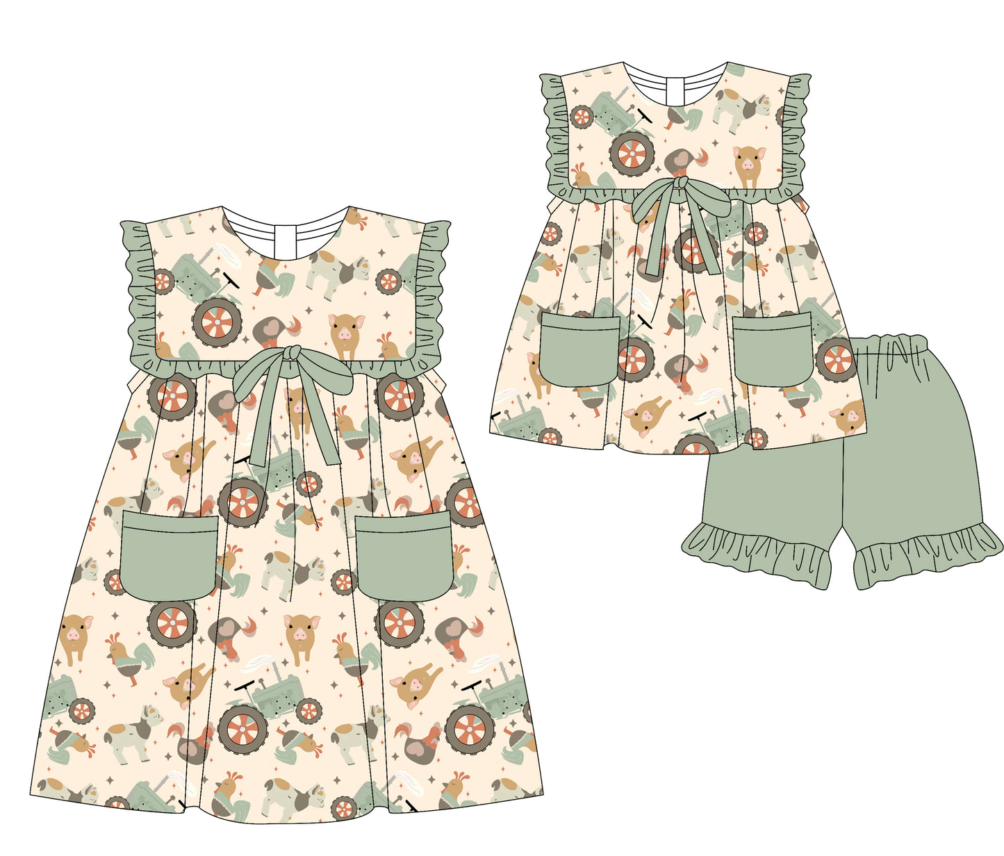 3.17 custom each style moq 5eta 4-6week Sibling Sister baby girl short sleeve shorts sets and dresses match design