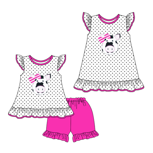 1.18 custom each style moq 5eta 4-6week Sibling Sister baby girl short sleeve shorts sets and dresses match design