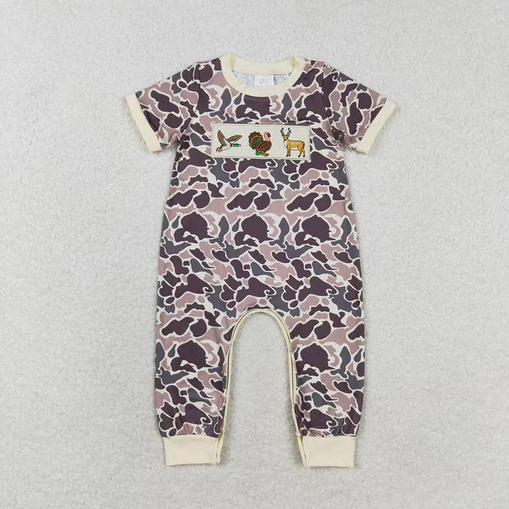 RTS NO MOQ Duck Deer Turkey short-sleeved romper & short-sleeved long pants set &