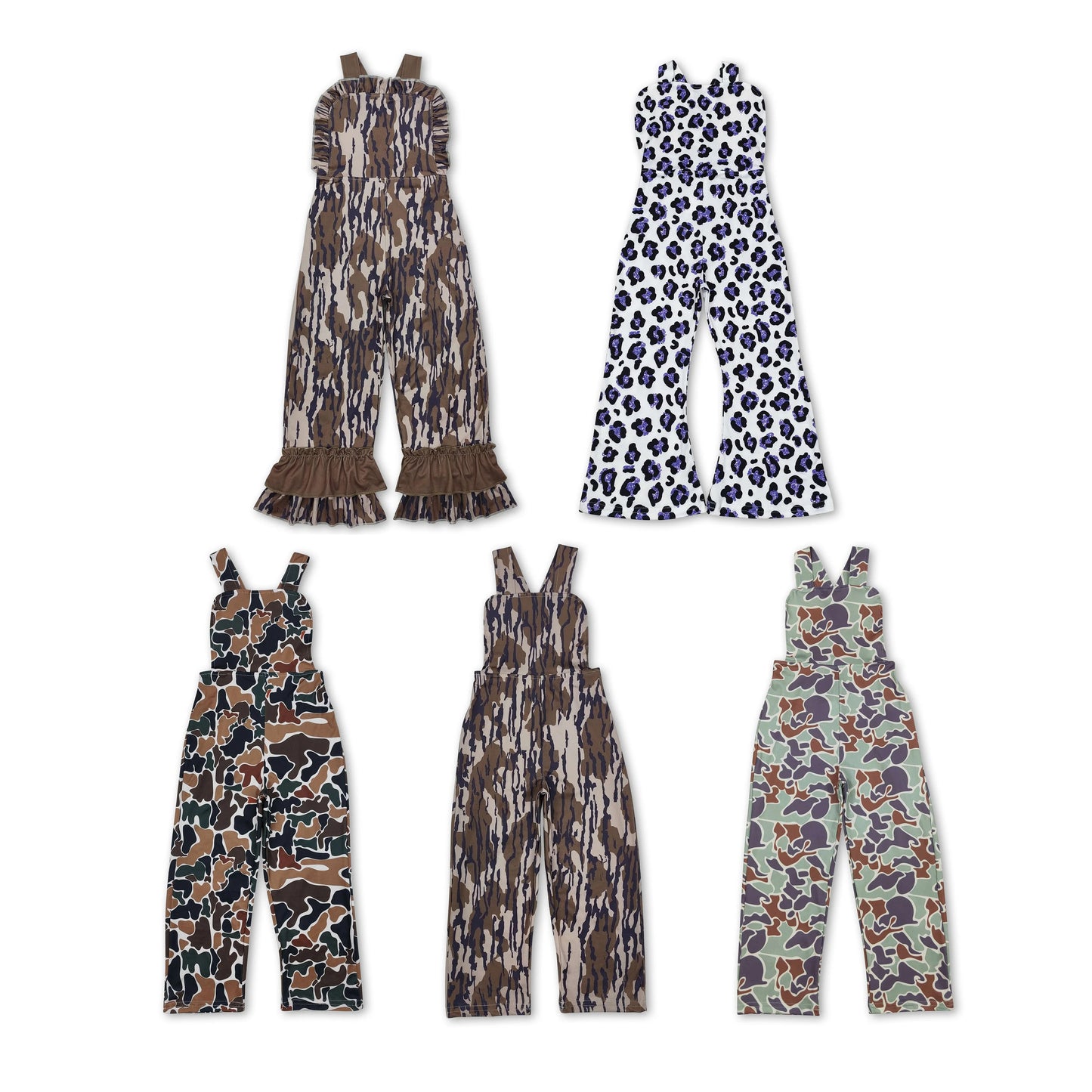 RTS NO MOQ Baby Boys and Girls Brown Camouflage OverallsJumpsuit