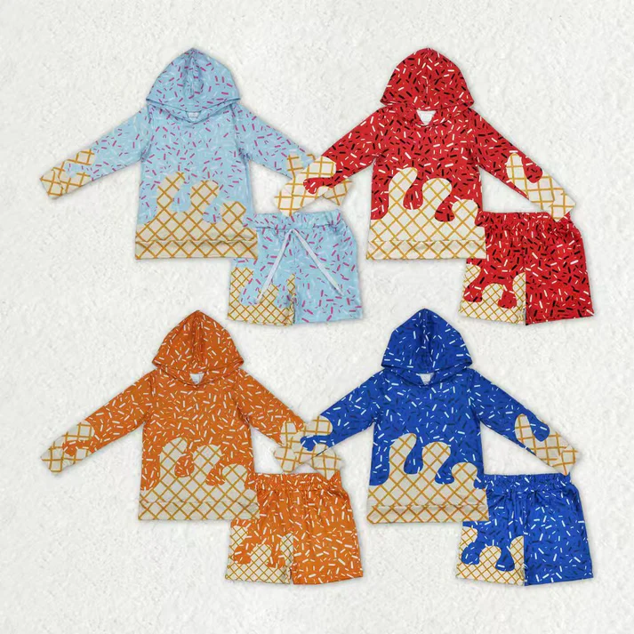 RTS NO MOQ Sibling baby girls clothes hooded long sleeve shorts sets