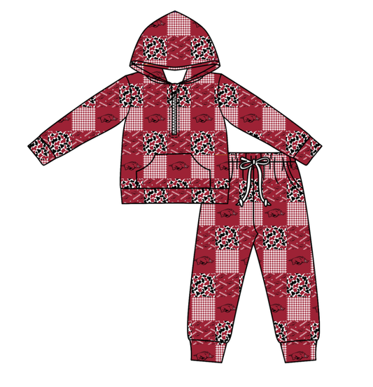 Custom moq 5 mix size milk silk summer teams baby boys clothes camouflage hooded long ssleeve pants sets-25.11.27