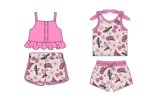 1.20 custom each style moq 5eta 4-6week Sibling Sister boot catcus baby girl sets and set 2 match family design