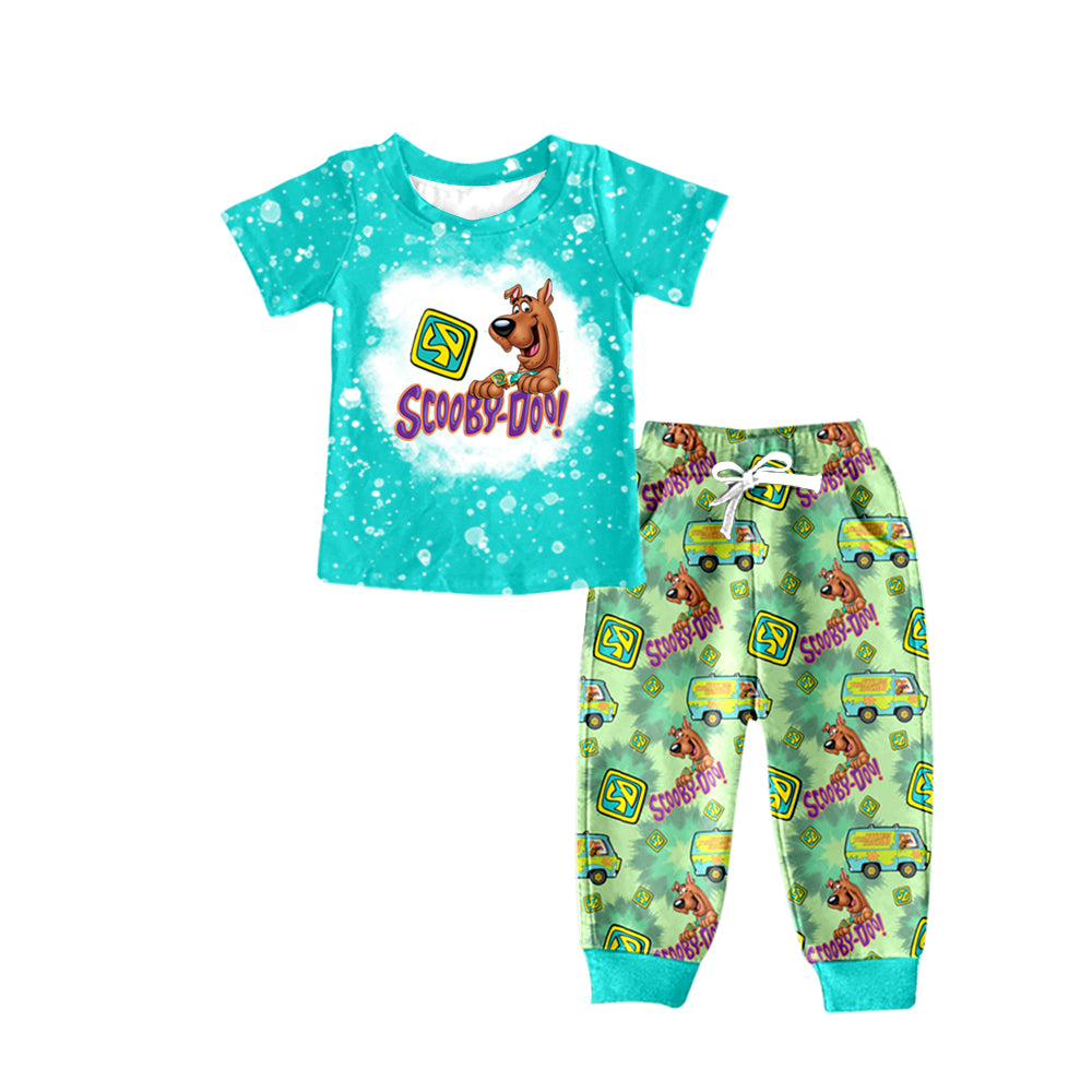 5.1custom each style moq 5eta 4-5week Sibling Sister cartoon character prints mint green girls outfits and boys outfits