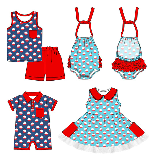 1.4 custom each style moq 5eta 4-6week Sibling Sistes baby girl short sleeve shorts sets and dress and girl rompers and boy romper match family design