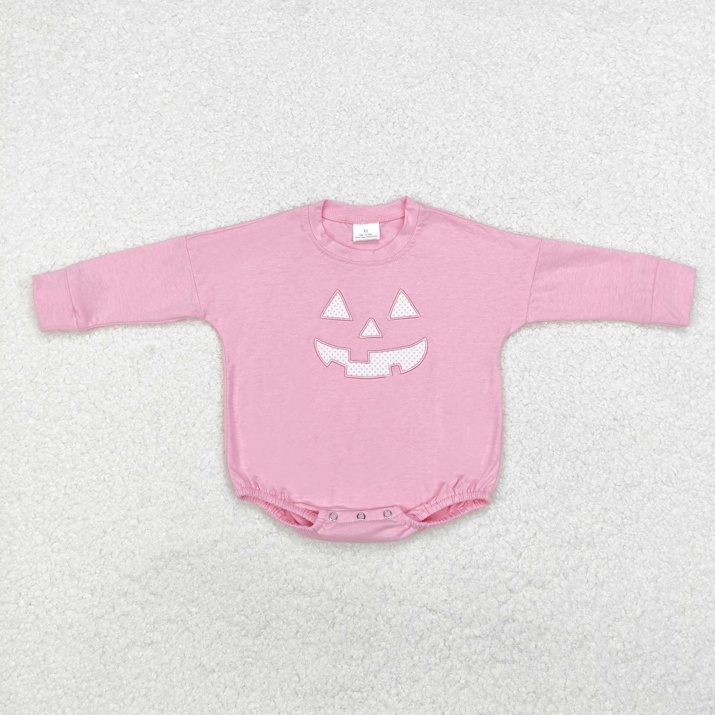 RTS NO MOQ ETA 5/7days LR1573 Embroidered Halloween devil smile print pink long sleeve jumpsuit