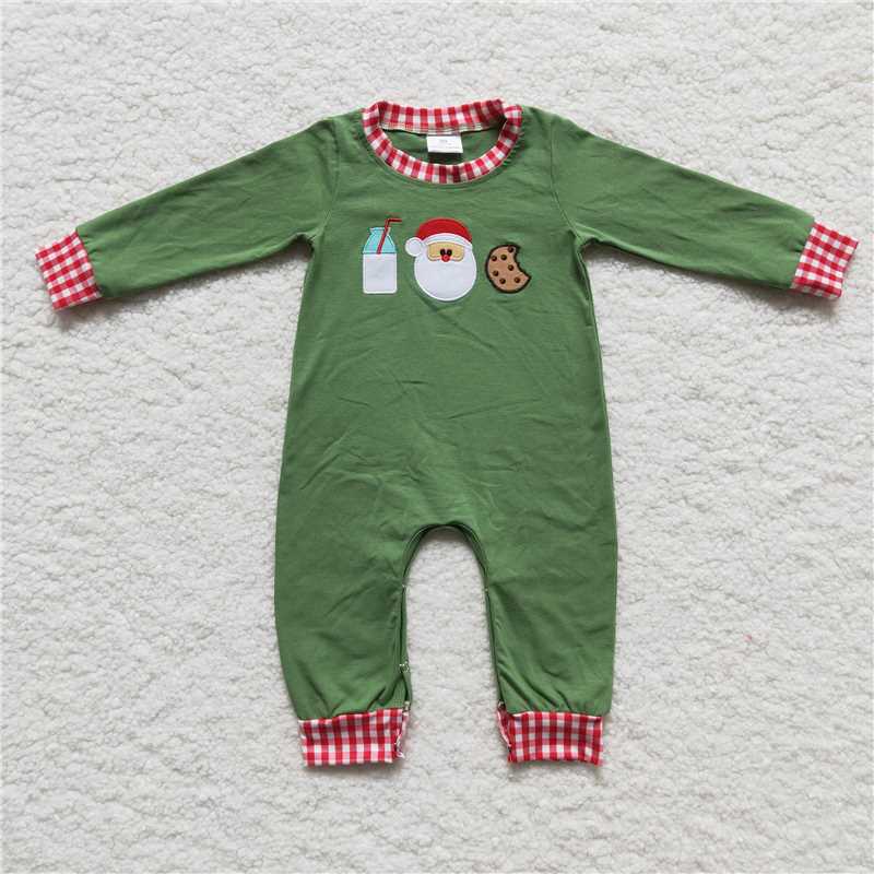 RTS NO MOQ baby girls clothes Christmas embroidery long sleeve Rompers Clothes Sets