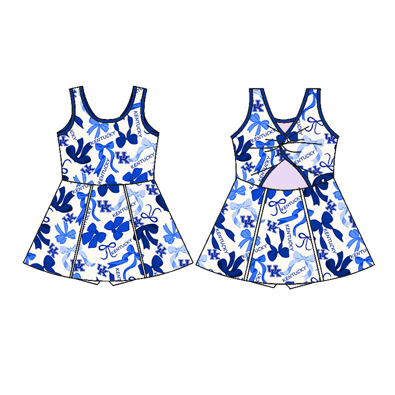 Deadline June 12Custom no moq baby girls summer dress  Summer Girls Dress Bow Dress Skirt with Shorts blue dress UK