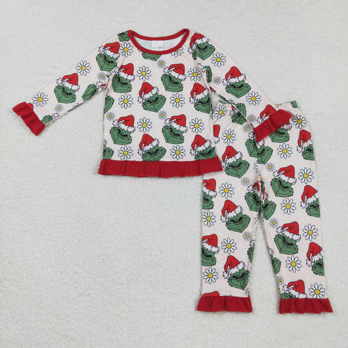 RTS NO MOQ Sibling Baby Girls Boys clothes Christmas cartoon long Sleeve Pants pajamas Sets