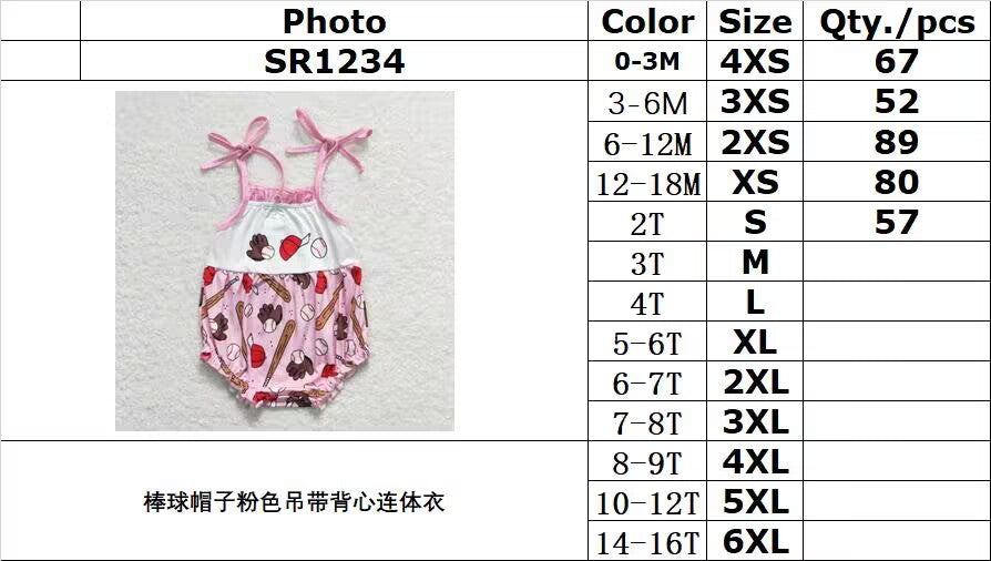 SR1234 Baseball Hat Pink Camisole Bodysuit