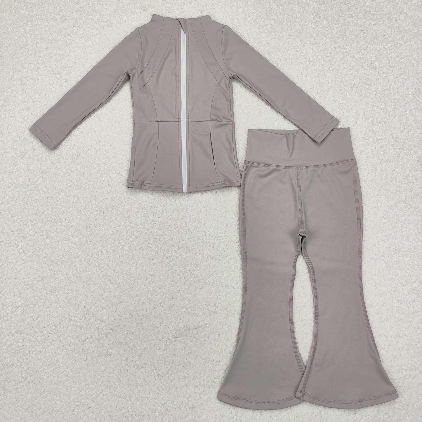 RTS NO MOQ ETA 5/7days GT0679+P0572 Gray yoga suit zipper long-sleeved top pants sets