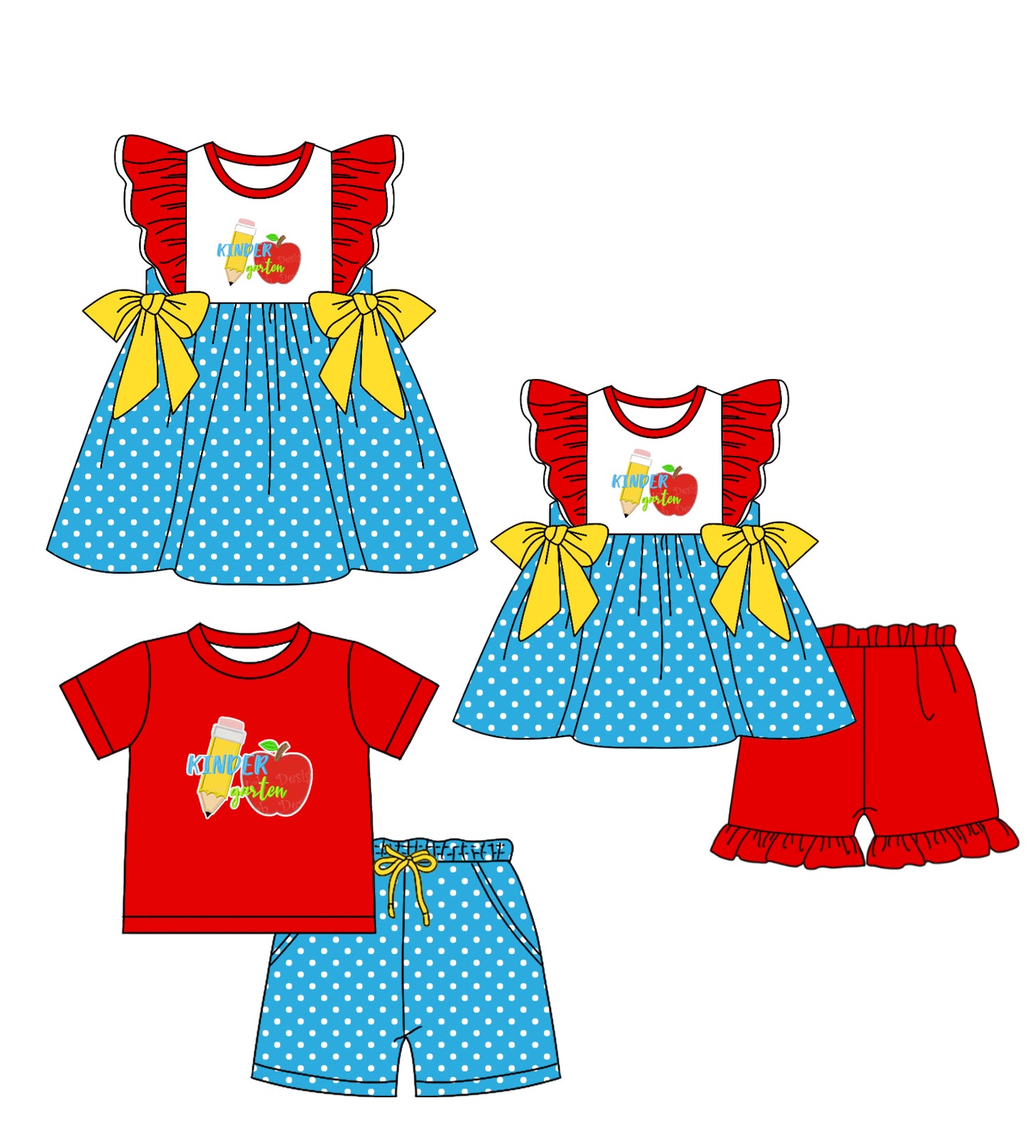 1.16 custom each style moq 5eta 4-6week Sibling Sisters back to school baby girl short sleeve shorts sets and dress and rompers match family design