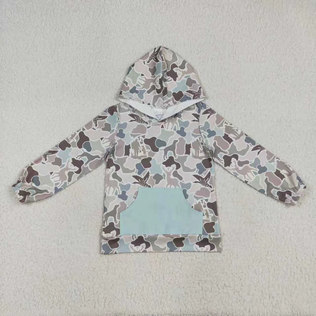 12/18m-7/8t RTS NO MOQ Sibling baby girl boy clothes and Adult clothes camouflage bow  hooded long sleeve tops and adult tops