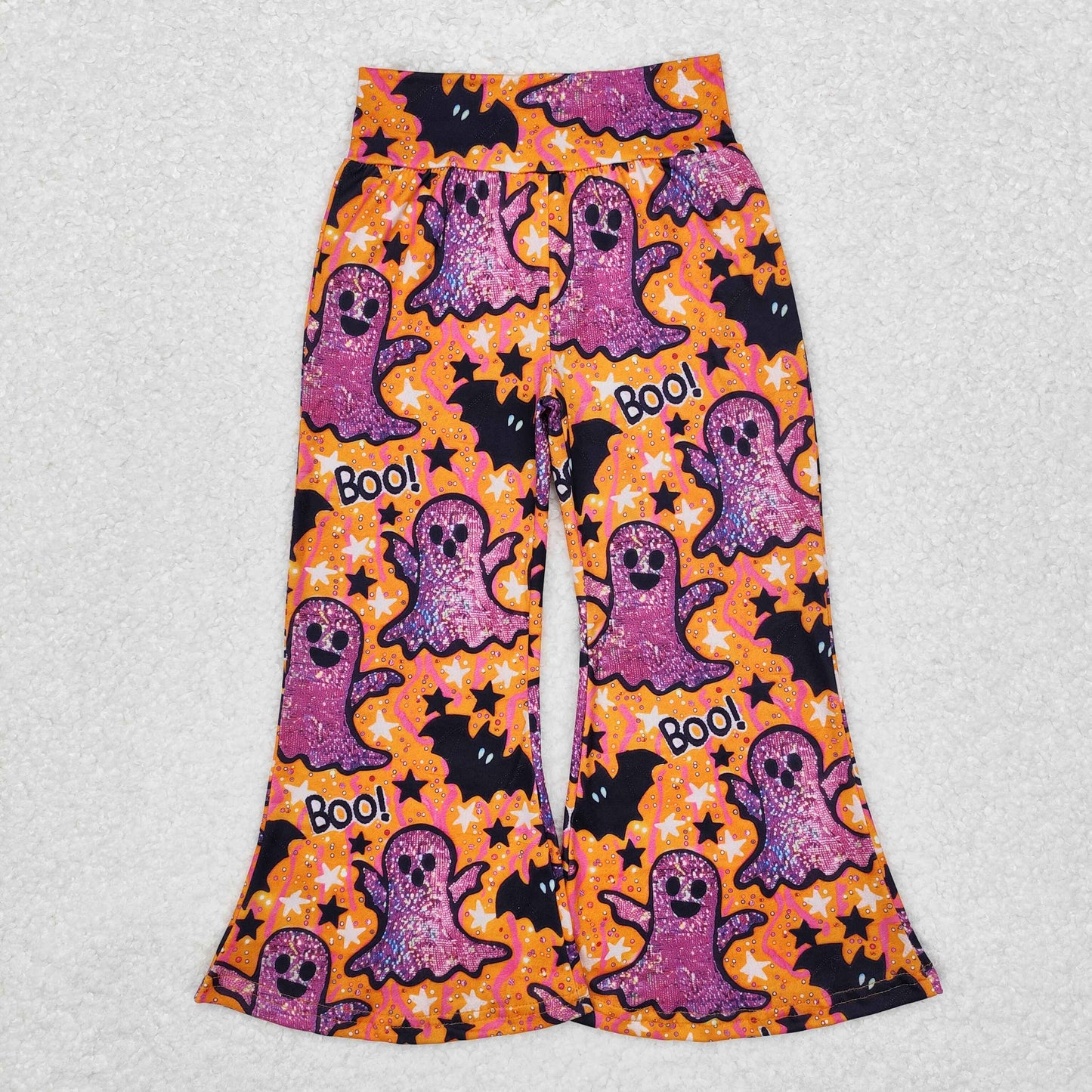 rts no moq P0609 Halloween purple ghost black bat pattern orange trousers