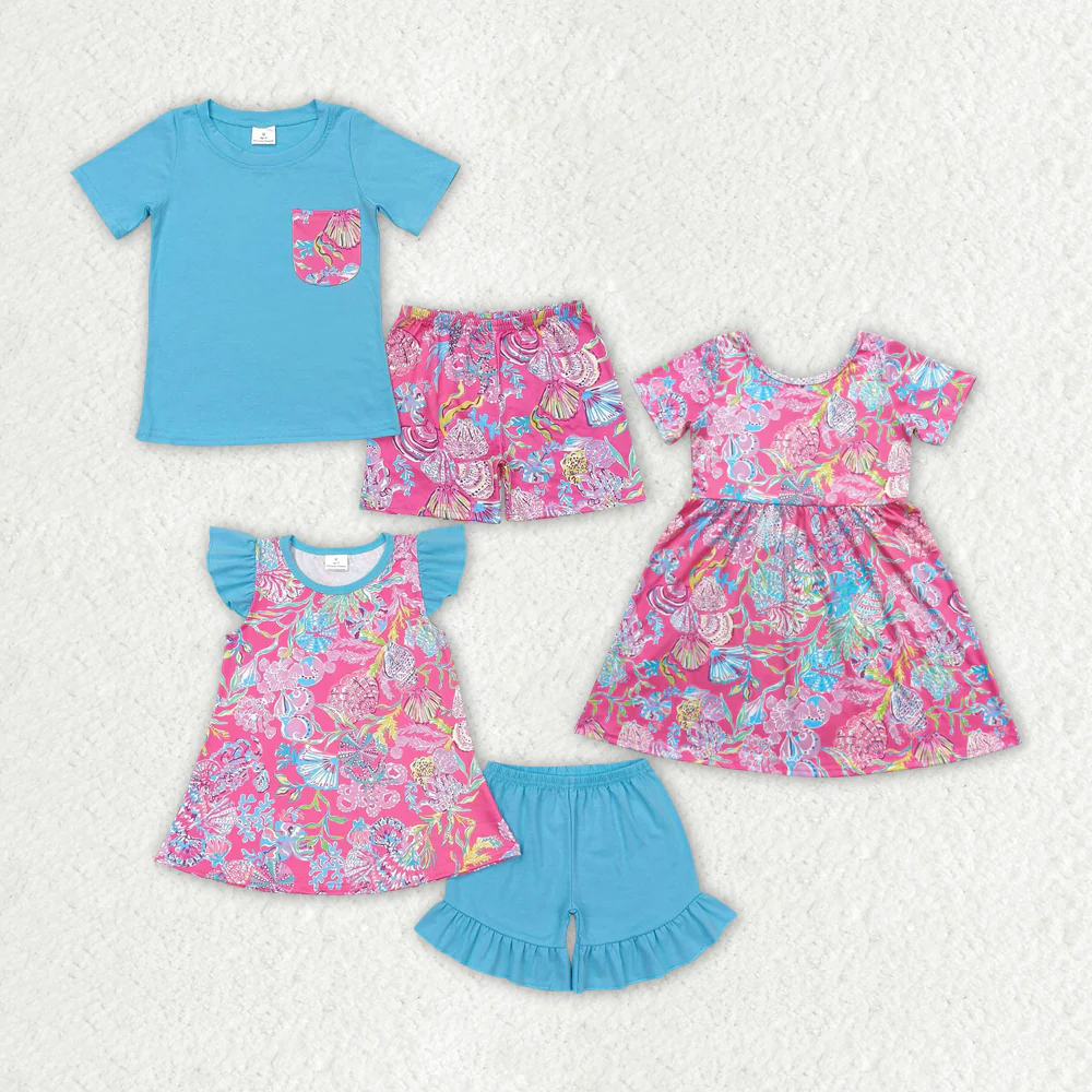 Baby Girls Boys Sea Shells Sibling Brother Clothes Sets