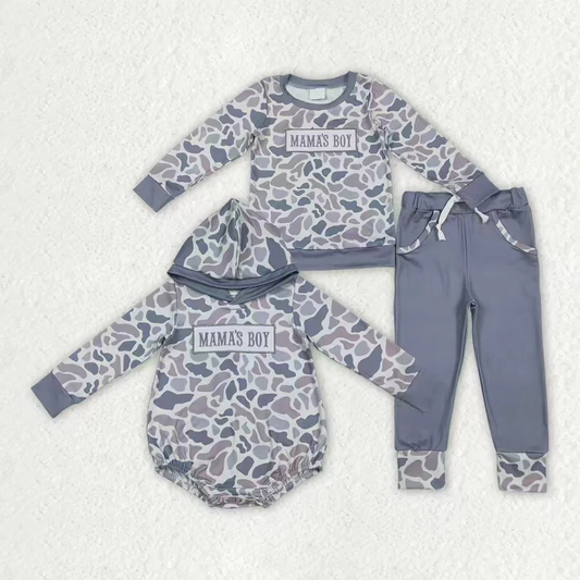 RTS NO MOQ Sibling Baby boy clothes embroidery mama long-sleeved trousers suit & rompers