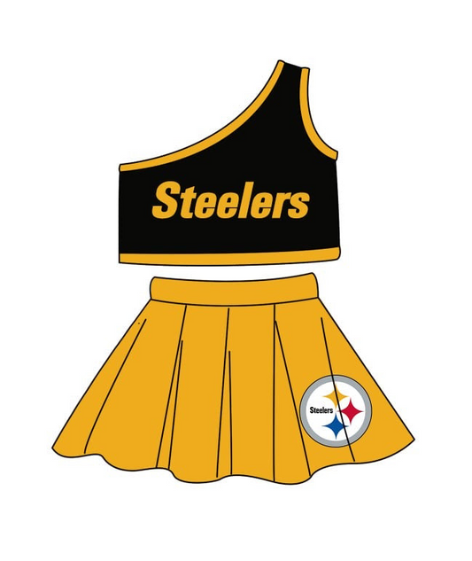 Deadline July 31th close custom no moq  eta 6-7weeks Black and yellow cheerleading outfit