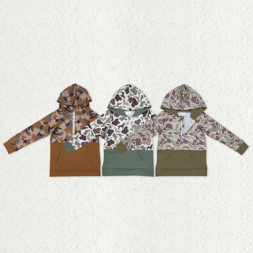 RTS NO MOQ Sibling Baby kid Geometric pullover hooded long sleeve tops