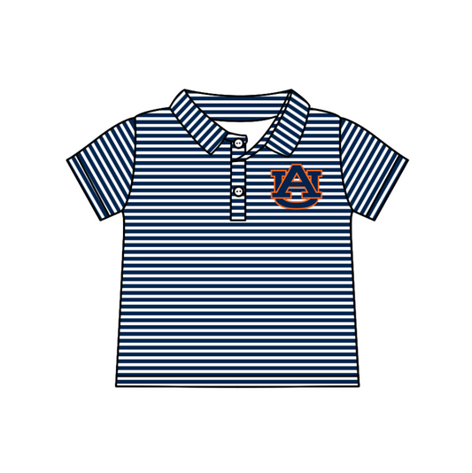 custom moq 3 eta 6-8weeks baby boy clothes team blue striped short sleeve top-25.4.29