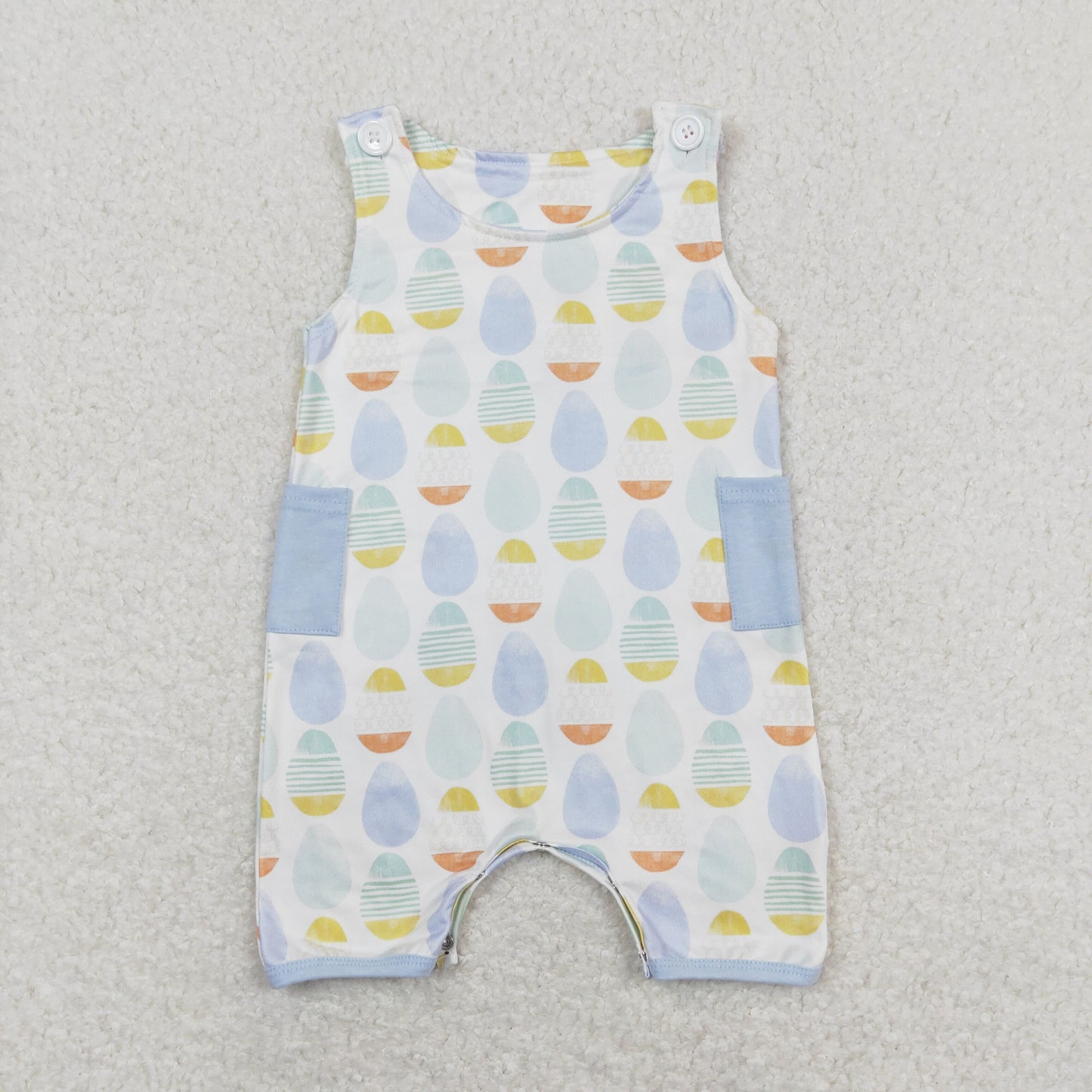 SR0901 Easter Egg Blue Pocket Sleeveless romper