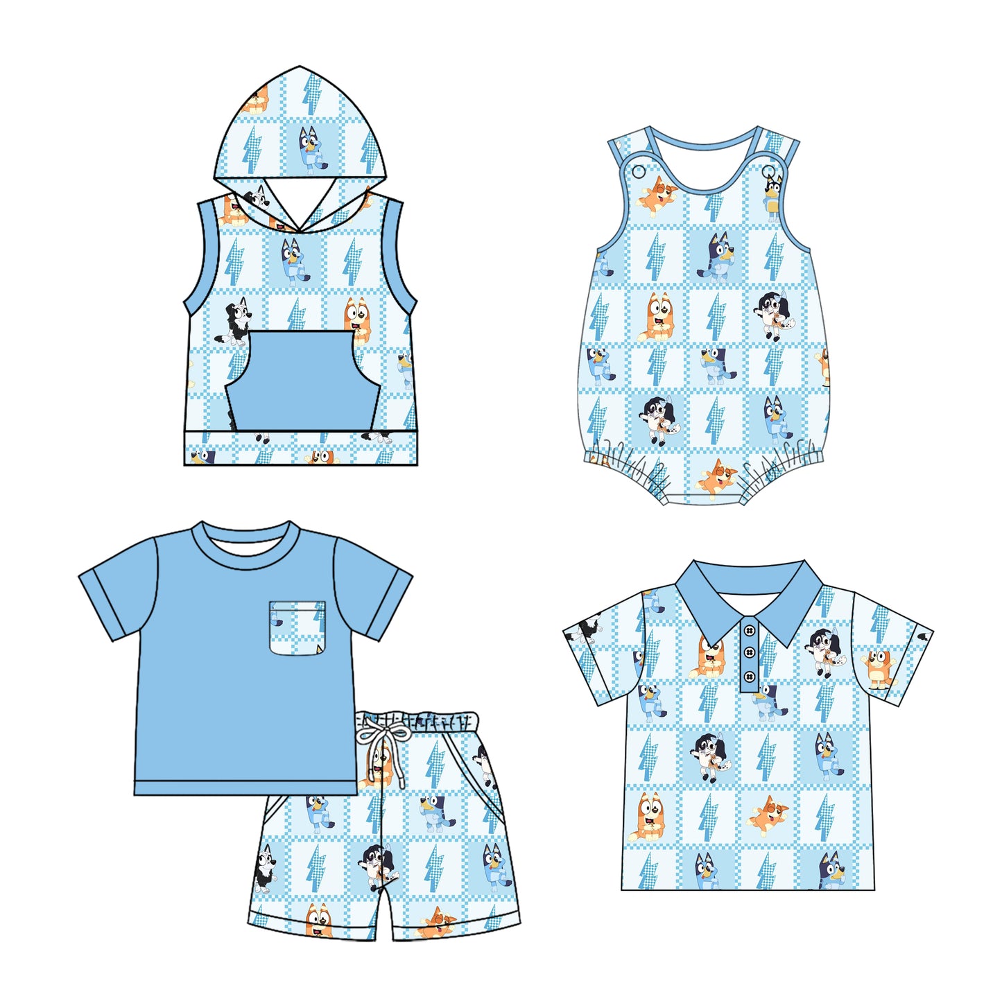 1.24 custom each style moq 5eta 4-6week Sibling Sister cartoon dog baby girl sets and boy rompers 1 and romper 2 and top match family design