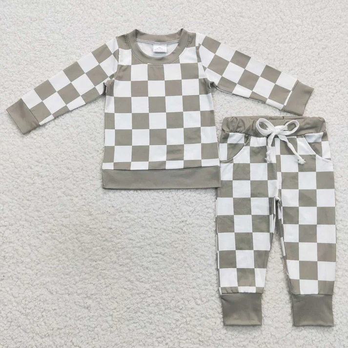 RTS NO MOQ Children's plaid long-sleeved suit