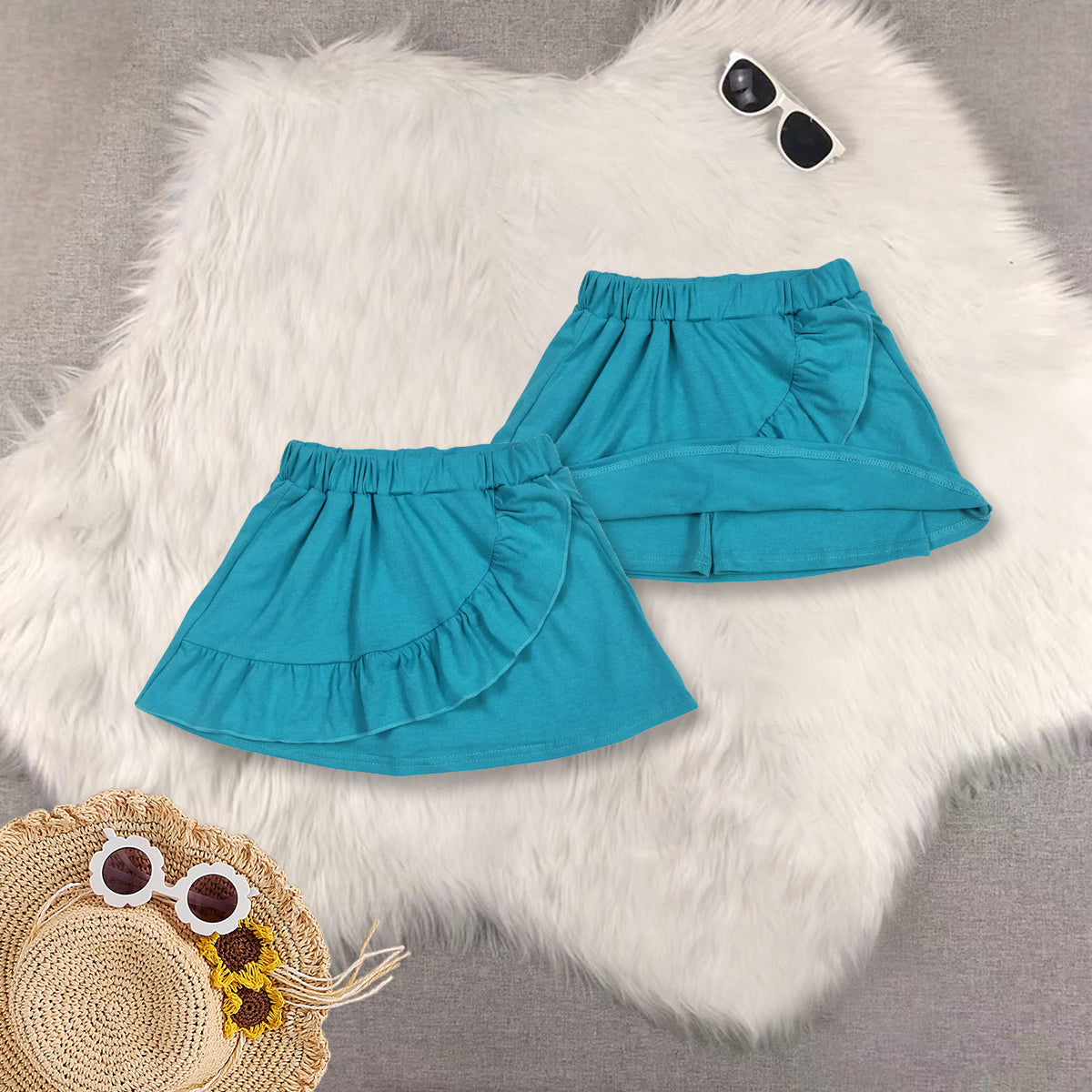 RTS NO MOQ GOD blue short-sleeved top pants skirt sets