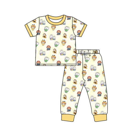 Custom moq 3 eta 7/8week moq 5 eta /4/5week cartoon Short Sleeve Pants Set