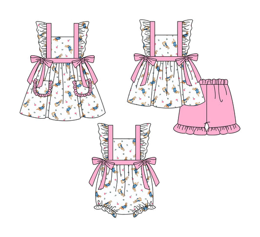 1.7 custom each style moq 5eta 4-6week Sibling Sister easter baby girl short sleeve shorts sets and dress and rompers match family design