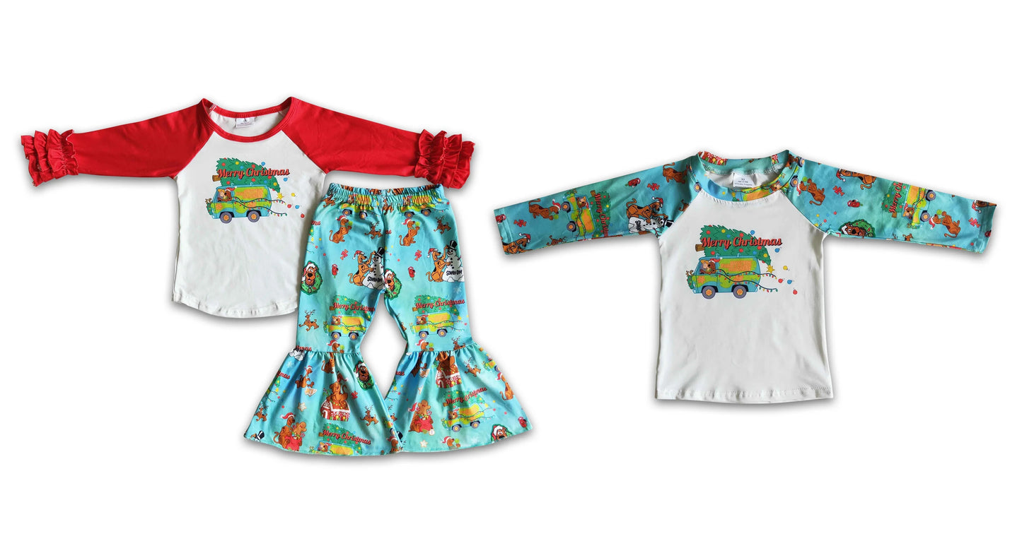 RTS NO MOQ merry christmas Long-sleeved trousers and top set