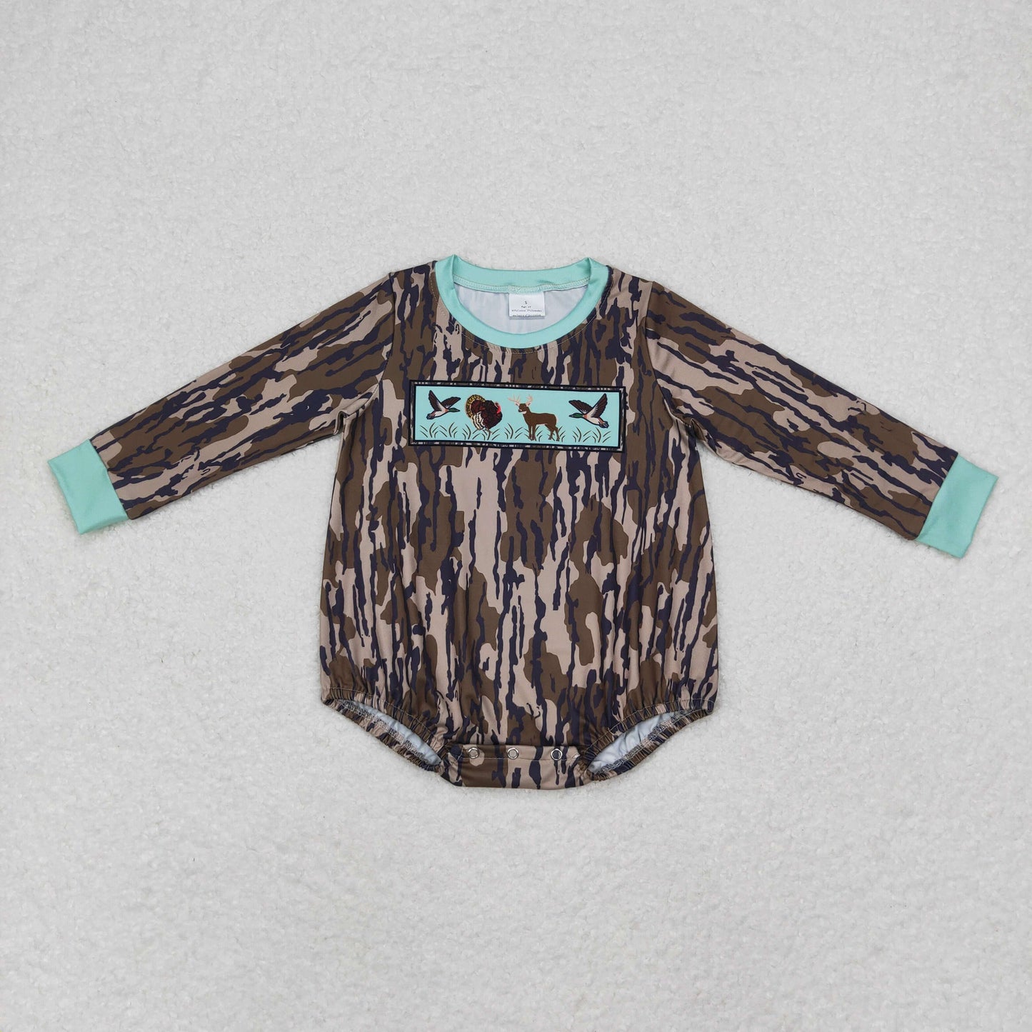 rts no moq LR1576 Duck animal brown camouflage long sleeve jumpsuit