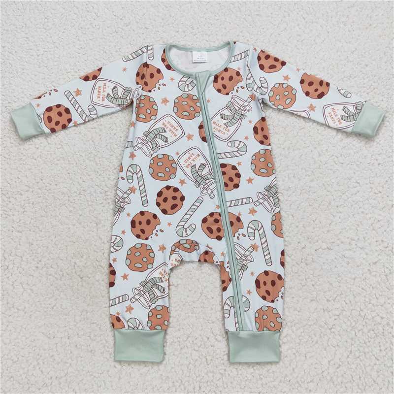 Baby boys Milk biscuit print blue Sibling Sister Clothes Sets