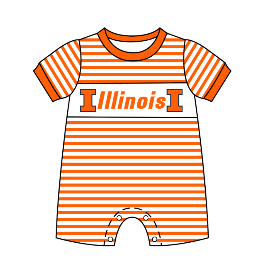 Custom moq 3 eta 6-8weeks baby boys clothes team orange short sleeve romper
