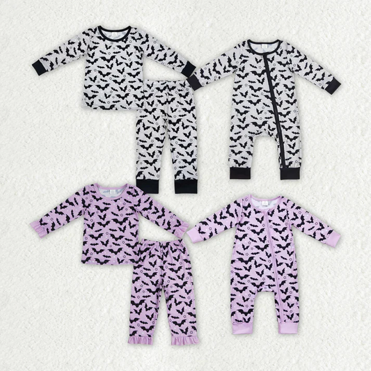 RTS NO MOQ Halloween Halloween Bats Sibling Bamboo Pajamas