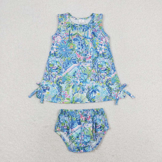 GBO0340 RTSBaby girl clothes painting girl summer bummies sets