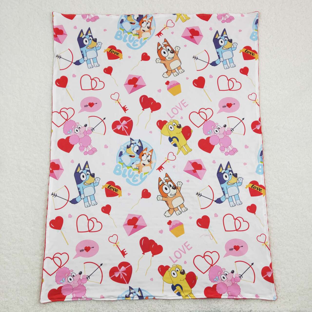 BL0116 bluey love love balloon love letter red baby blanket