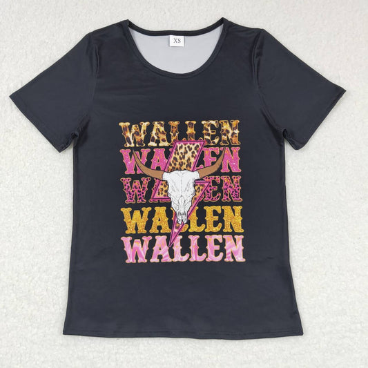 GT0343 Adult wallen lightning alpine bullhead black short-sleeved top