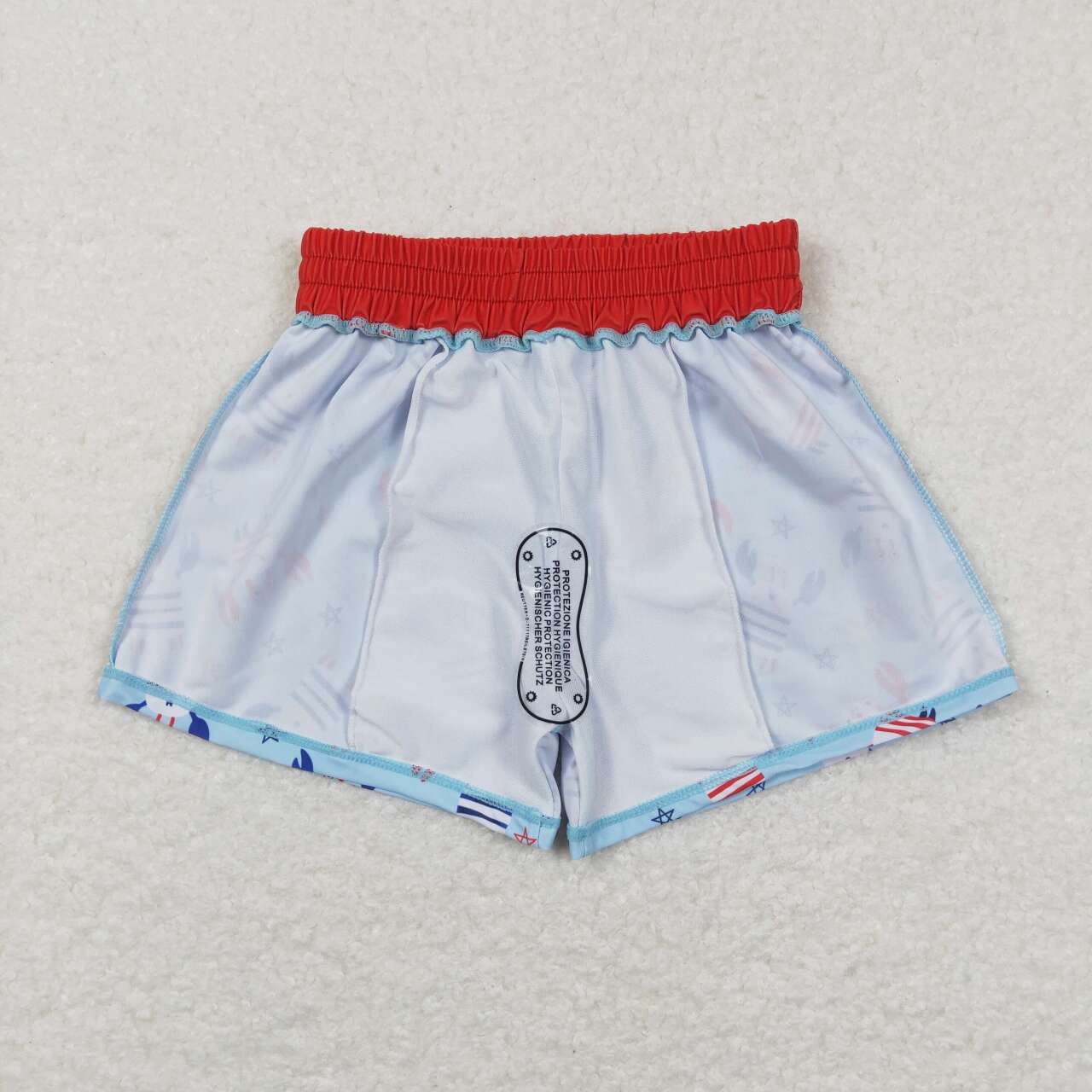 S0187 Crab five-pointed star lace red and blue swimming trunks
