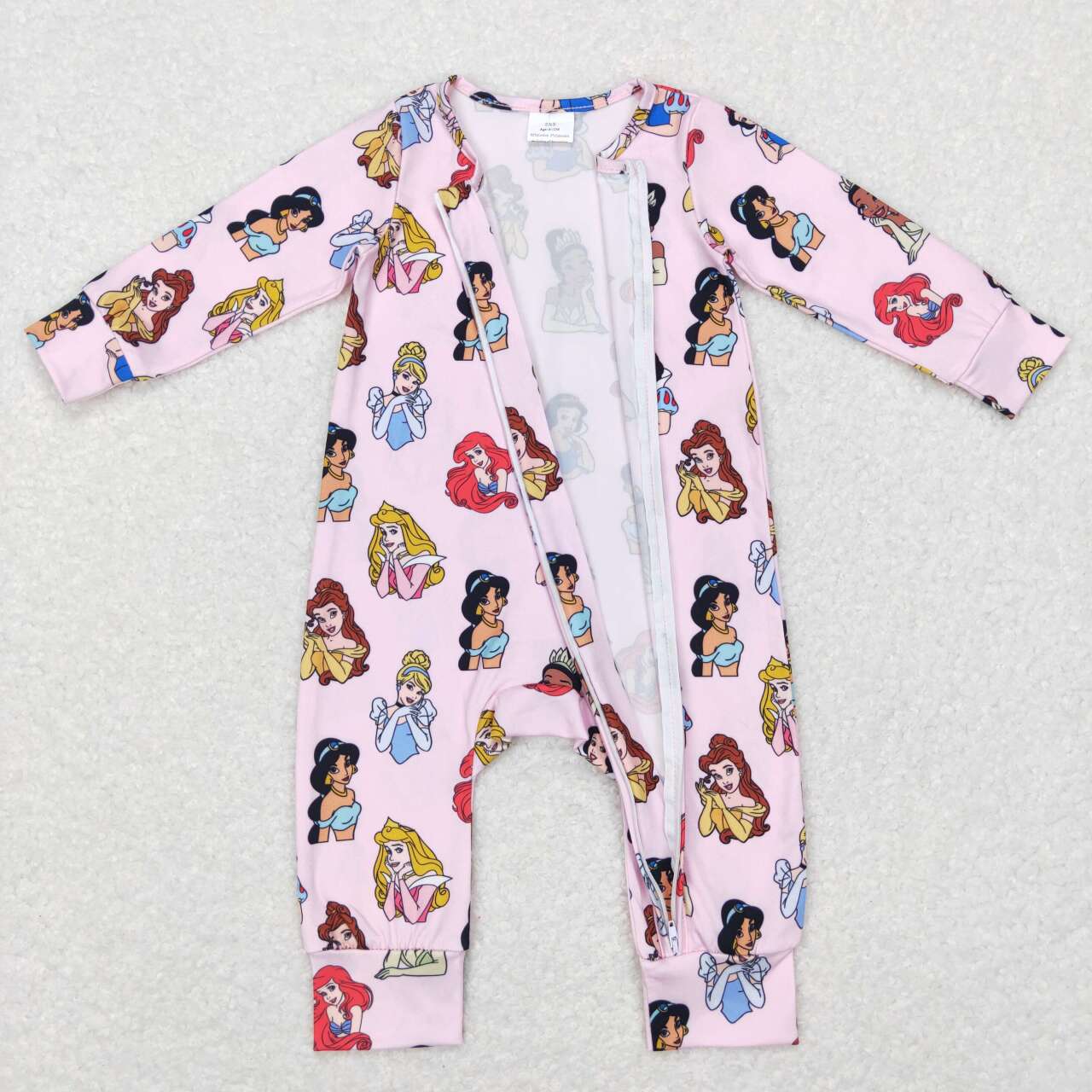 LR0800 Disney Princess Pink Zip Long Sleeve Jumpsuit