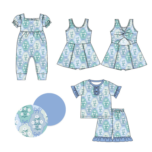 1.4 custom each style moq 5eta 4-6week Sibling Sistes baby girl short sleeve shorts sets and dress and rompers match family design