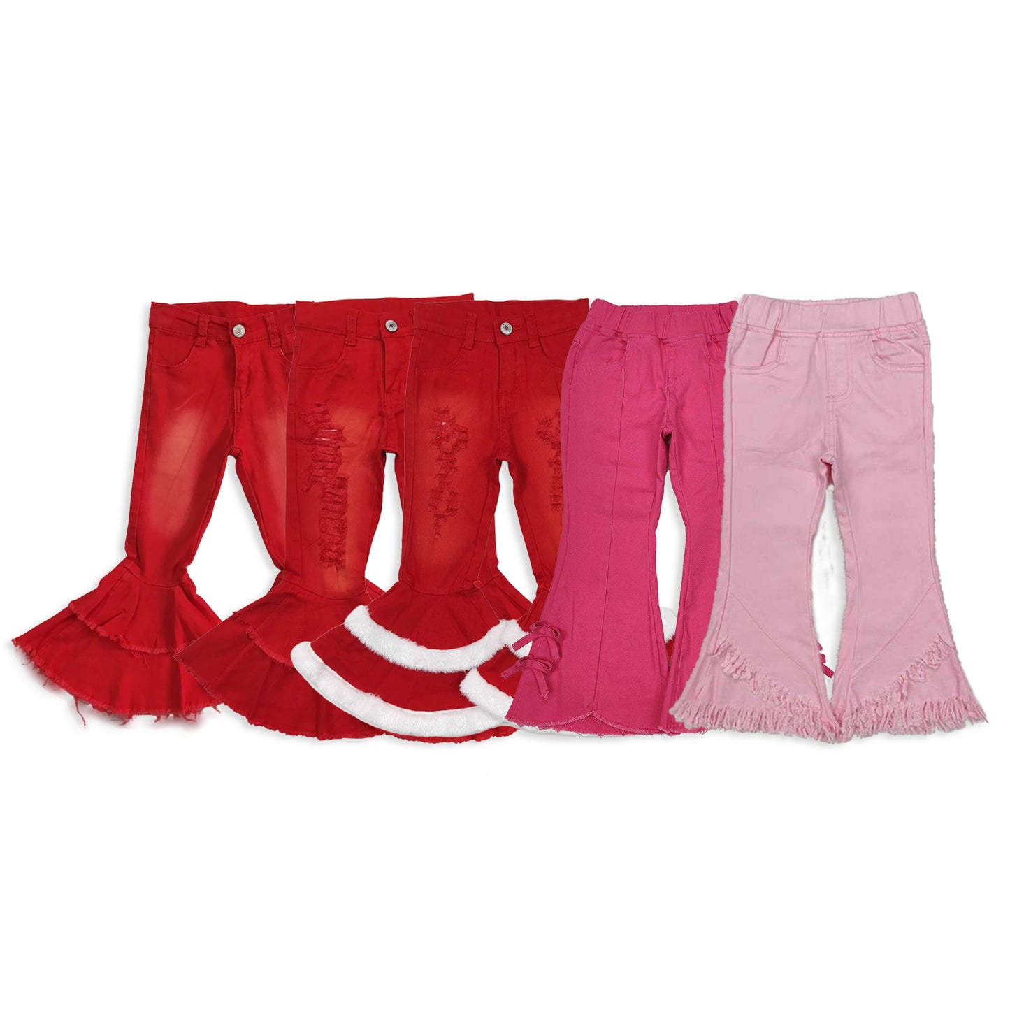 RTS NO MOQ Sibling Baby Girls Clothes Jeans: Flared & Ripped